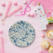 Blaues Blumenmuster Antikes asiatisches Design Pappteller (Party)