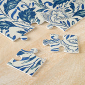 Blaues Blumenmuster Antikes asiatisches Design Puzzle (Seite)