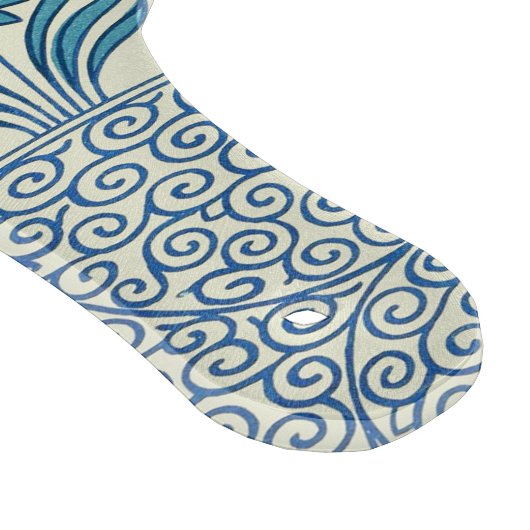 Blaues Blumenmuster Antikes asiatisches Design Schneidebrett (Ecke)