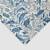 Blaues Blumenmuster Antikes asiatisches Design Seidenpapier (Ausschnitt)