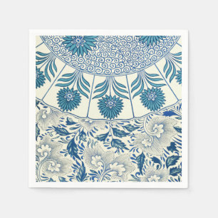 Blaues Blumenmuster Antikes asiatisches Design Serviette