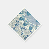 Blaues Blumenmuster Antikes asiatisches Design Serviette (Ecke)