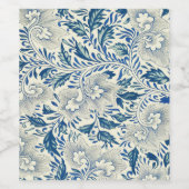 Blaues Blumenmuster Antikes asiatisches Design Weinetikett (Einzelnes Label)