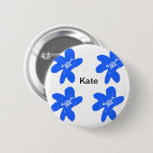 Blaues Blumenmuster Aquarellmuster Button (Vorne & Hinten)