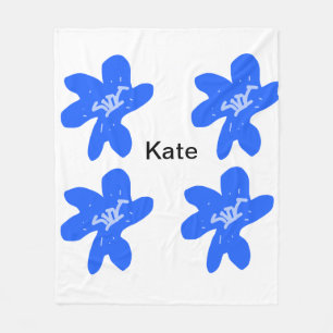 Blaues Blumenmuster Aquarellmuster Fleecedecke