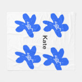 Blaues Blumenmuster Aquarellmuster Fleecedecke (Vorderseite (Horizontal))