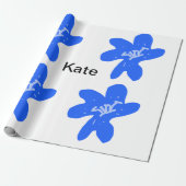 Blaues Blumenmuster Aquarellmuster Geschenkpapier (Ungerollt)
