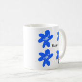 Blaues Blumenmuster Aquarellmuster Kaffeetasse (VorderseiteRechts)