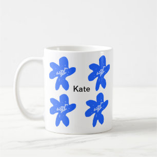 Blaues Blumenmuster Aquarellmuster Kaffeetasse