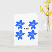 Blaues Blumenmuster Aquarellmuster Karte (Gelbe Blume)