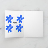 Blaues Blumenmuster Aquarellmuster Karte (Innenseite)