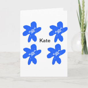 Blaues Blumenmuster Aquarellmuster Karte