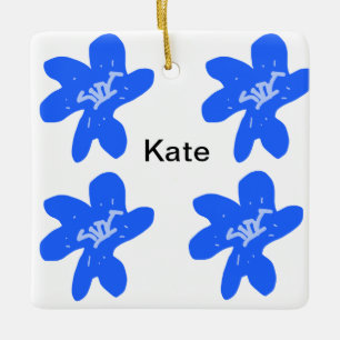 Blaues Blumenmuster Aquarellmuster Keramikornament
