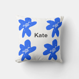 Blaues Blumenmuster Aquarellmuster Kissen