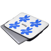 Blaues Blumenmuster Aquarellmuster Laptopschutzhülle (Vorne Knopf)