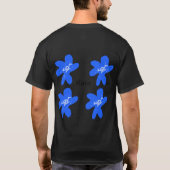 Blaues Blumenmuster Aquarellmuster T-Shirt (Rückseite)