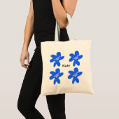 Blaues Blumenmuster Aquarellmuster Tragetasche (Vorderseite (Produkt))