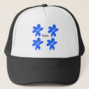 Blaues Blumenmuster Aquarellmuster Truckerkappe