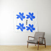 Blaues Blumenmuster Aquarellmuster Wandteppich (Beispiel (Horizontal))