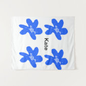 Blaues Blumenmuster Aquarellmuster Wandteppich (Vorderseite (Horizontal))