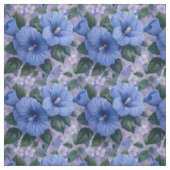 Blaues Blumenmuster auf lila Stoff (Muster)