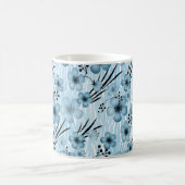 Blaues Blumenmuster auf Tigerhintergrund Kaffeetasse (Mittel)