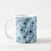Blaues Blumenmuster auf Tigerhintergrund Kaffeetasse (Links)