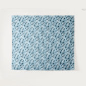 Blaues Blumenmuster auf Tigerhintergrund Wandteppich (Vorderseite (Horizontal))