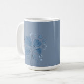 Blaues Blumenmuster auf verblasstem blauen Denim Kaffeetasse (Vorderseite Links)