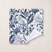 Blaues Blumenmuster Badhandtuch Set (Waschlappen)