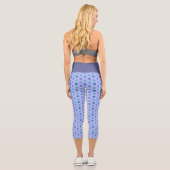 Blaues Blumenmuster Capri Leggings (Rückseite)