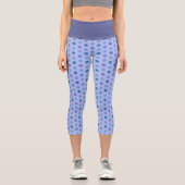Blaues Blumenmuster Capri Leggings (Vorderseite)