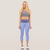 Blaues Blumenmuster Capri Leggings (Vorderseite)