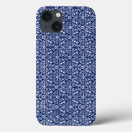 Blaues Blumenmuster Case-Mate iPhone Hülle (Rückseite)