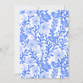 Blaues Blumenmuster Custom HoUSEWARMING PARTY Einladung (Rückseite)