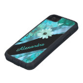 Blaues Blumenmuster des hübschen Aqua Case-Mate iPhone Hülle (unten)