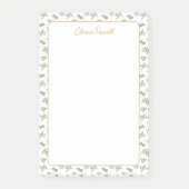 Blaues Blumenmuster Eleganter Individuelle Name Ge Post-it Klebezettel (Vorderseite)