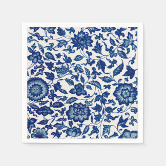 Blaues Blumenmuster – Elegantes Cocktailparty-Papi Serviette