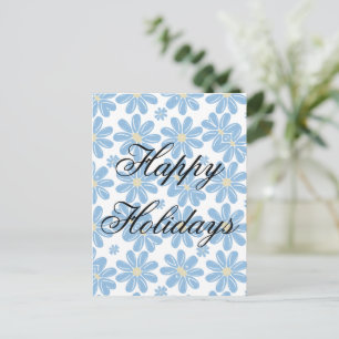 Blaues Blumenmuster - Feiertags-Postkarte Postkarte