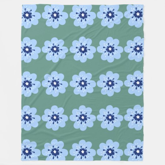 Blaues Blumenmuster Fleecedecke (Vorderseite)