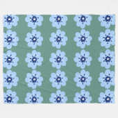 Blaues Blumenmuster Fleecedecke (Vorderseite (Horizontal))