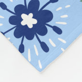 Blaues Blumenmuster Fleecedecke (Ecke)