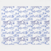 blaues Blumenmuster Fleecedecke (Vorderseite (Horizontal))