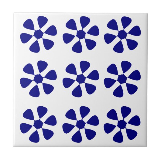 Blaues Blumenmuster Fliese (Vorderseite)