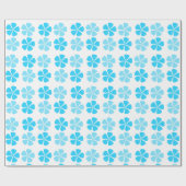 Blaues Blumenmuster Geschenkpapier (Flach)
