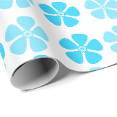 Blaues Blumenmuster Geschenkpapier (Rolleneckpunkt)