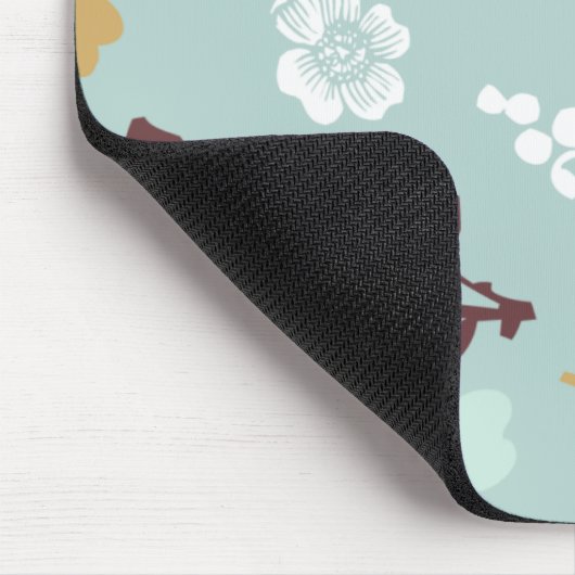 Blaues Blumenmuster girly Chic Mod der Mousepad (Ecke)