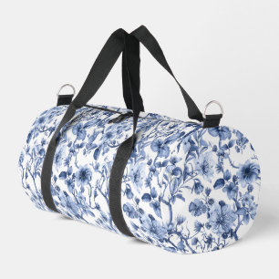 Blaues Blumenmuster im Vintage-Toile-Stil Duffle Bag