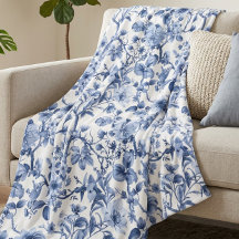Blaues Blumenmuster im Vintage-Toile-Stil 