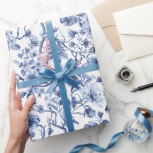 Blaues Blumenmuster im Vintage-Toile-Stil 